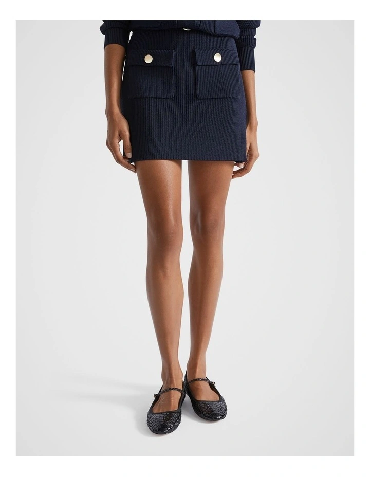 Crepe Rib Pocket Skirt in Midnight Sky