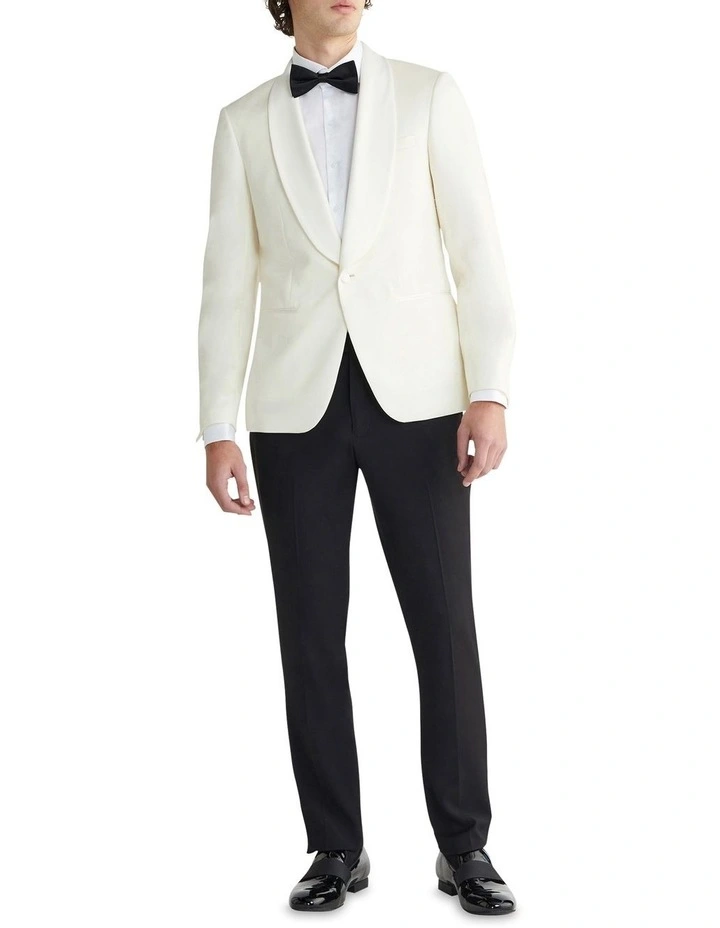 Satin Shawl Collar X Slim Blazer in White