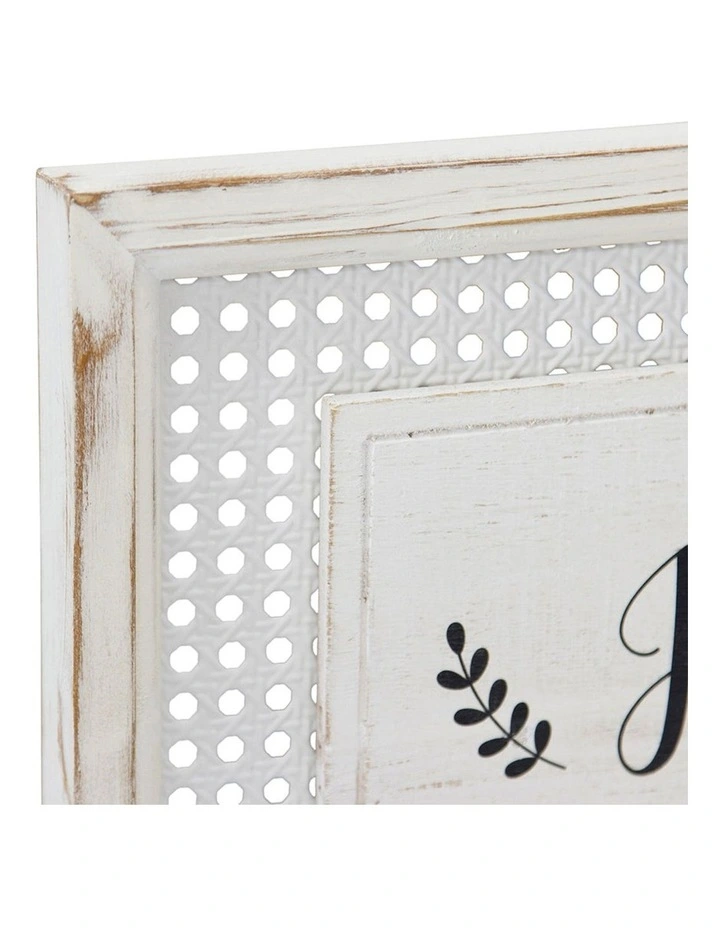 Home Sweet Home Rattan Timber Framed Wall Art in White