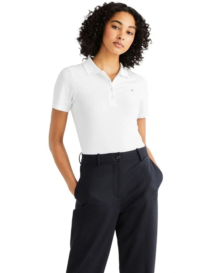 1985 Slim Pique Polo in White