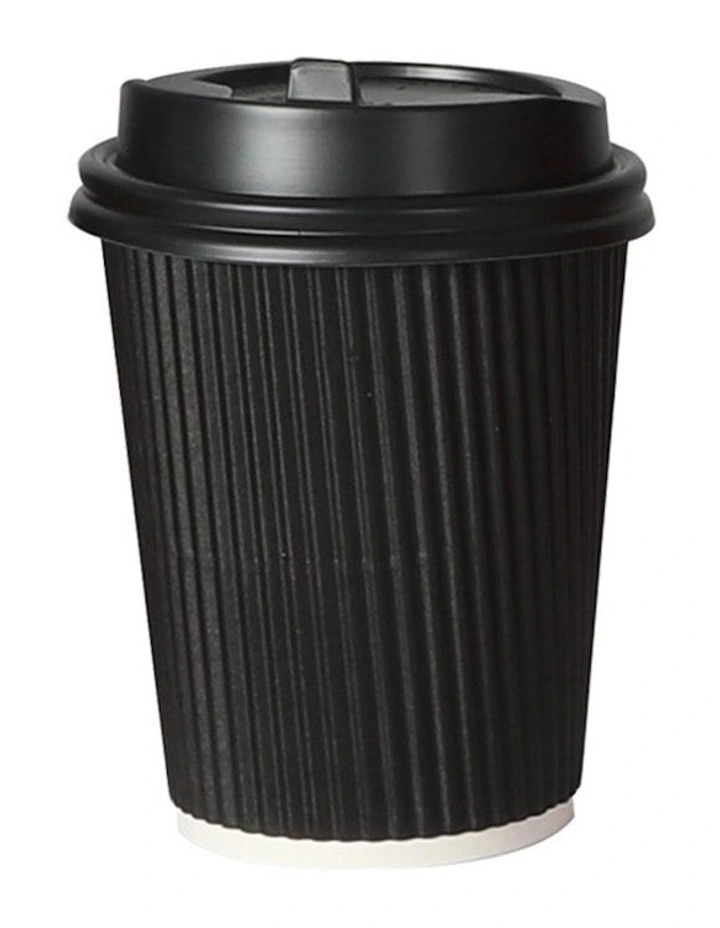 Disposable Takeaway Coffee Cups with Lids 8oz x500 in Black