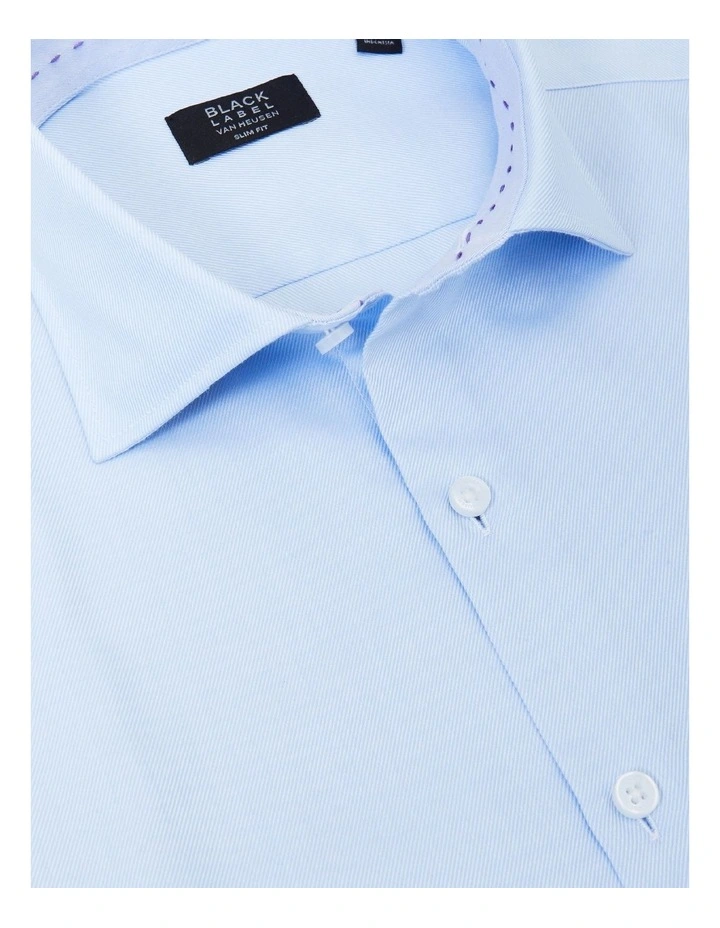 Slim Long Sleeve Plain Jumbo Twill Business Shirt in Sky