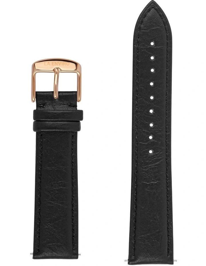 Pineapple Leather Black Rose Gold 20mm Watch Strap