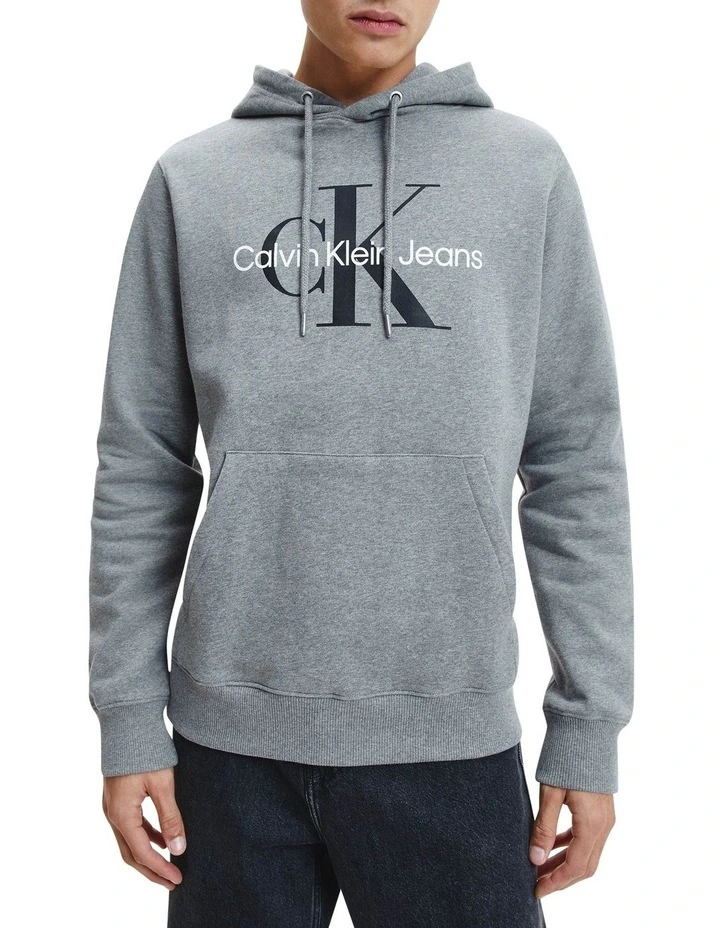 Core Monogram Hoodie in Mid Grey Heather