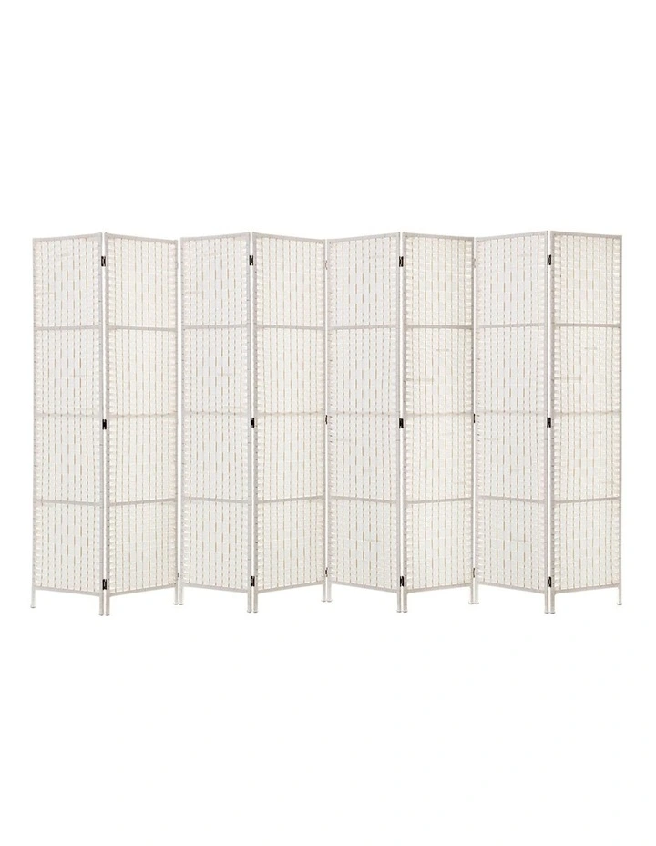 8 Panel Room Divider Screen 326x170cm in Woven White