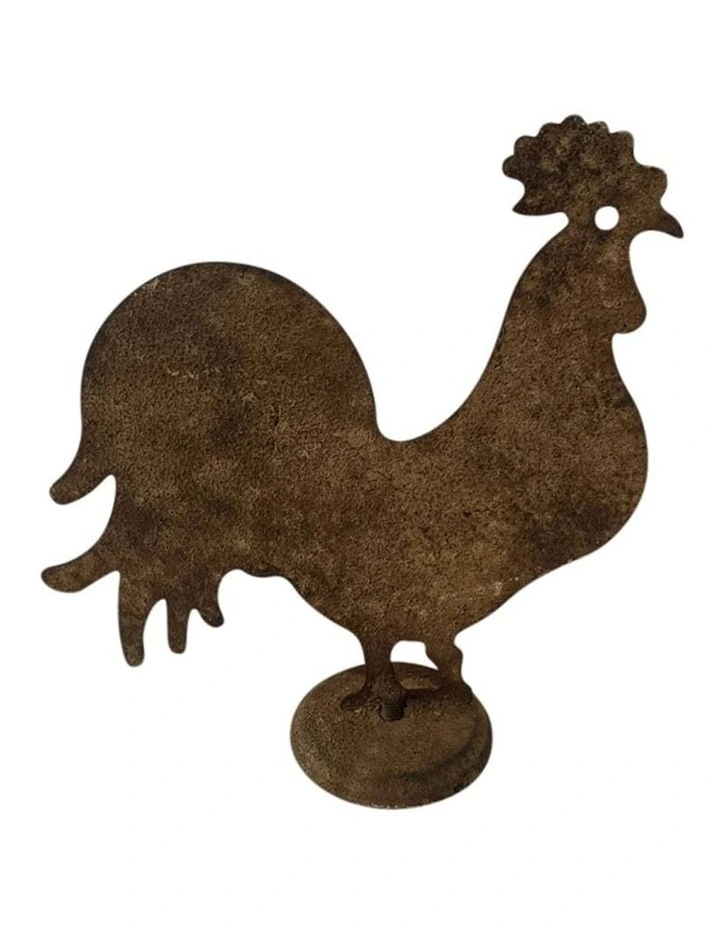 Metal Animal Chook Statue in Distressed Metal