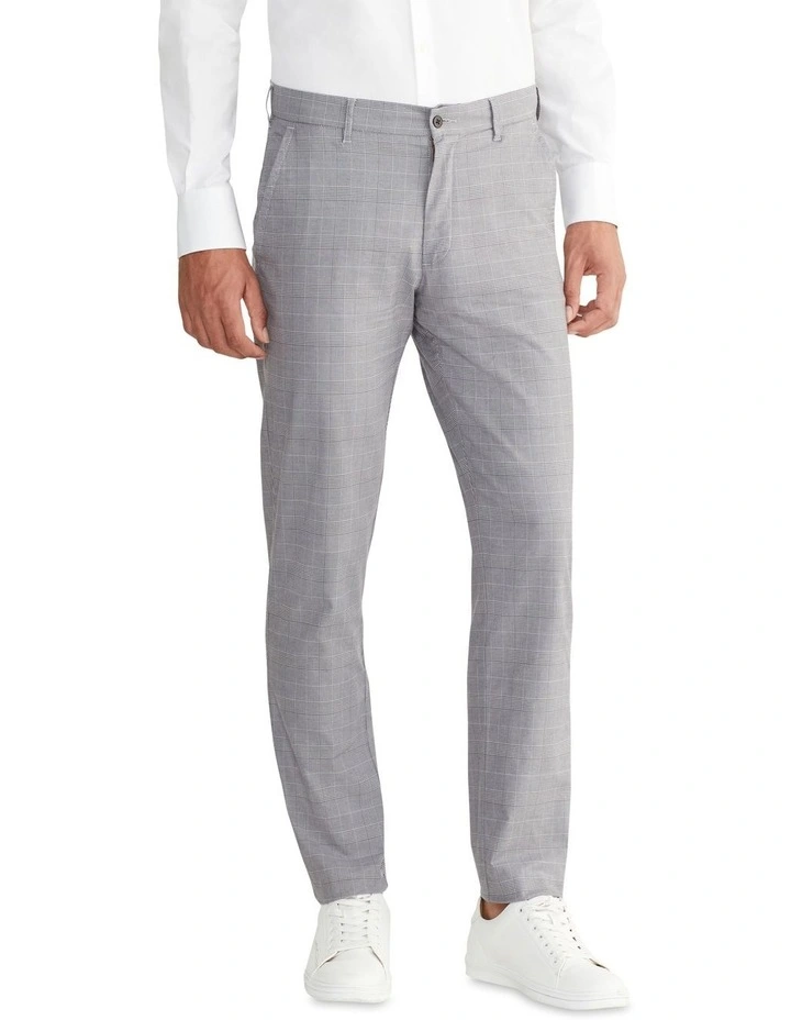 Slim Cotton Pow Check Business Pant in Grey