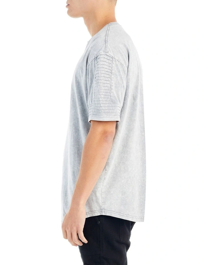 Maverick Pin Tuck Sleeve T-shirt in Vintage Grey