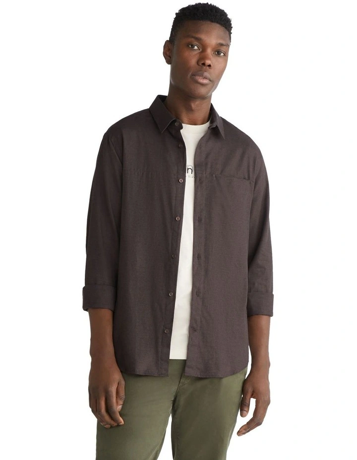 Flannel Solid Long Sleeve Shirt in Green