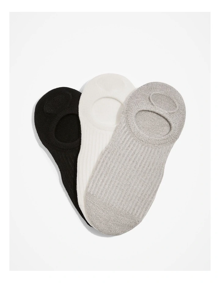 Australian Cotton Blend Rib Secret Sock Pack of 3 in Multi