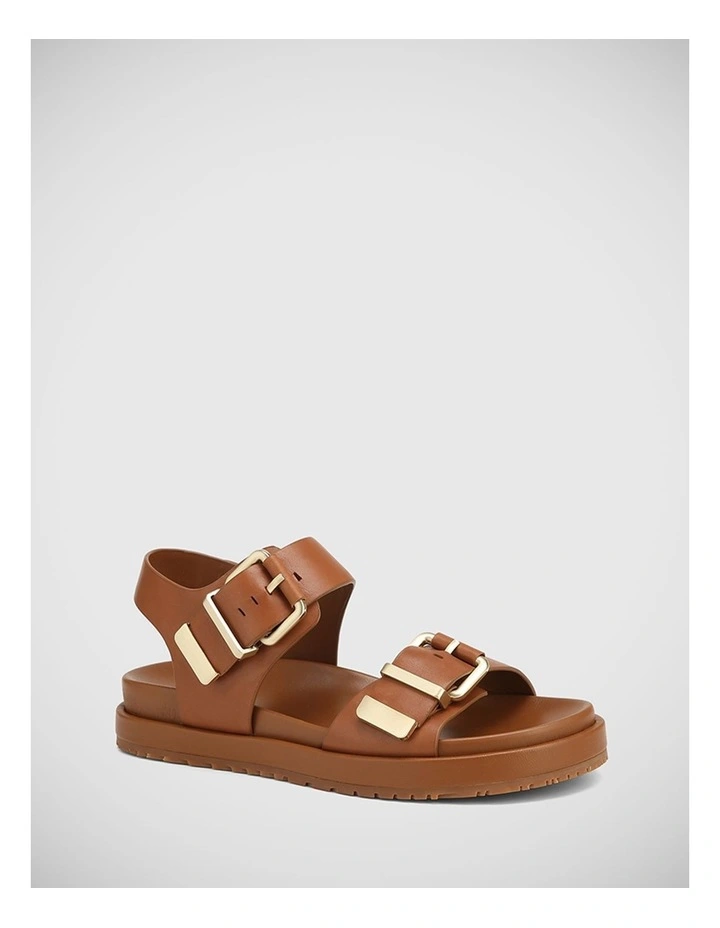Bernadette Leather Sandal in Dark Cognac