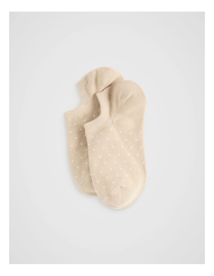 Polka Dot Sneaker Sock in Champagne Beige Cream