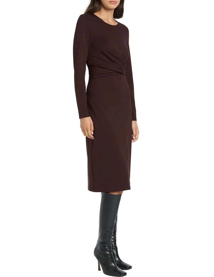 Nala Ponte Dress in Brown