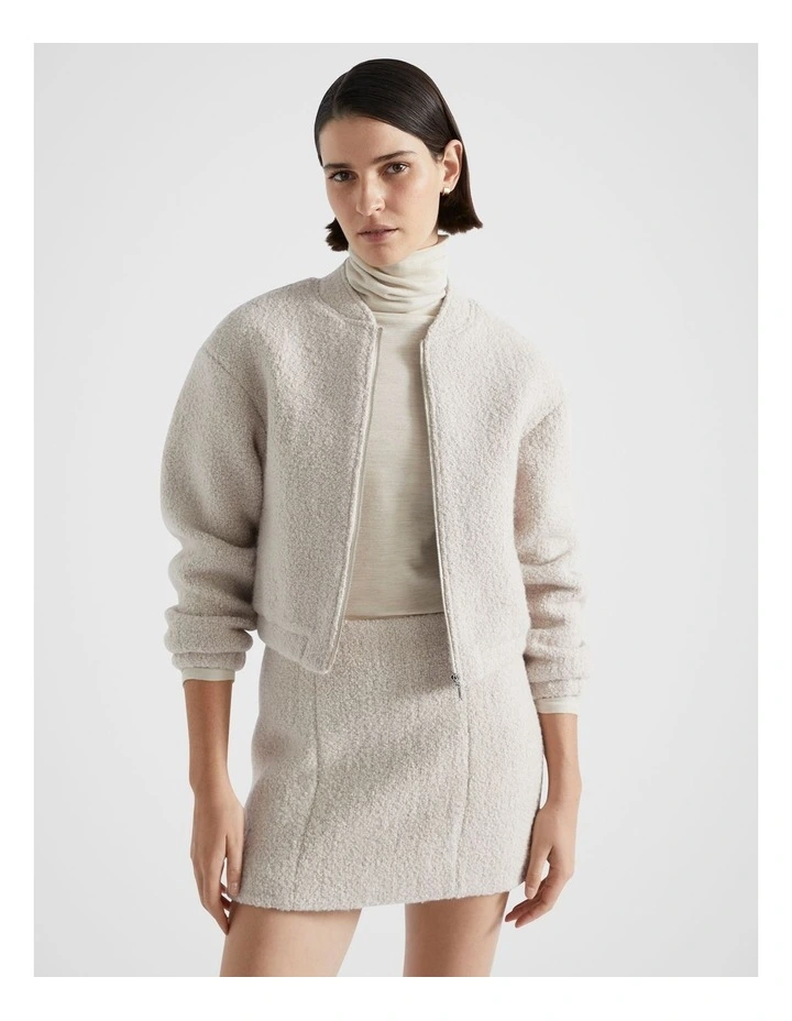 Boucle Bomber Jacket in Oat