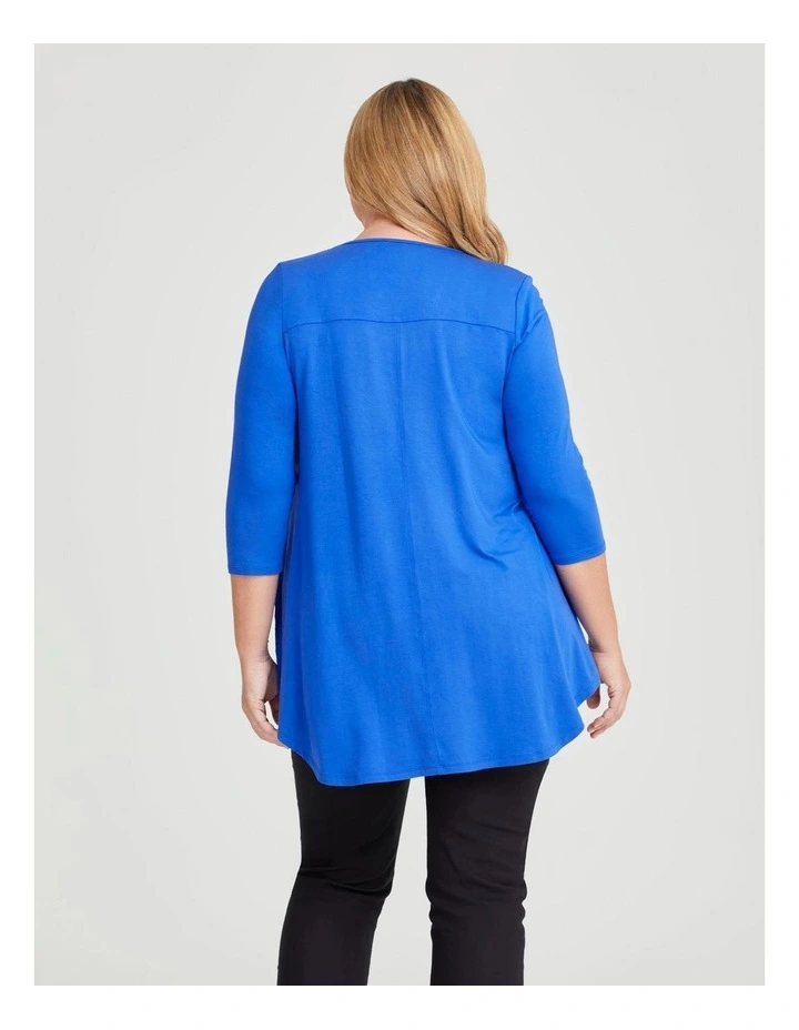 Bamboo Base 3/4 Sleeve Top in Coastal Blue