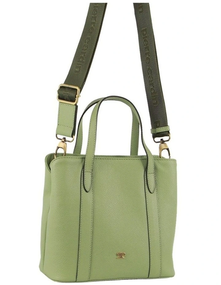 Leather Webbing Strap Tote Bag in Jade