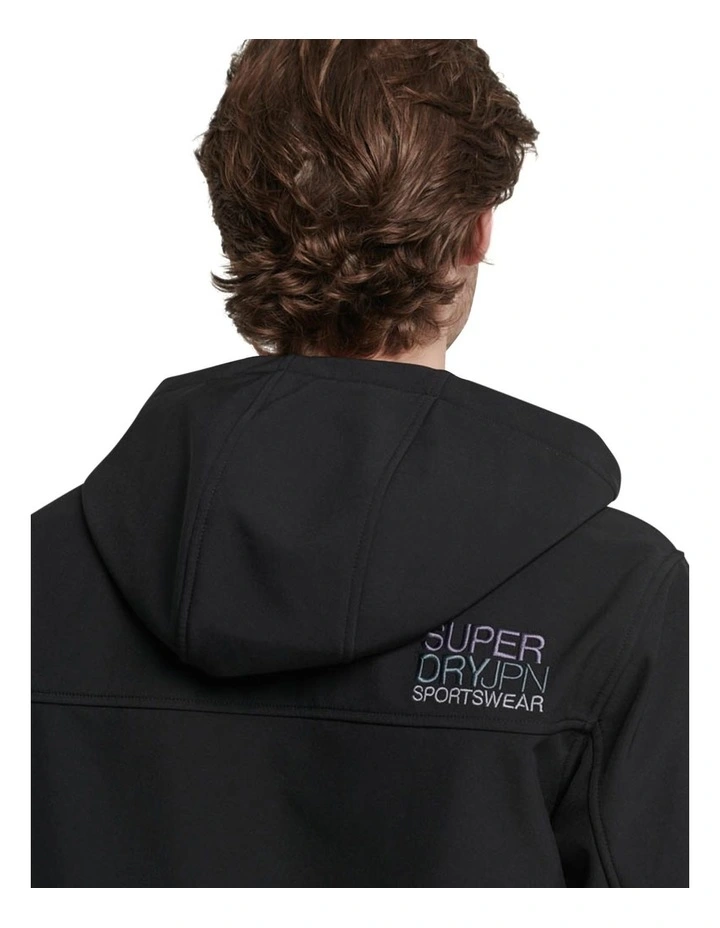 Hooded Soft Shell Jacket in Black