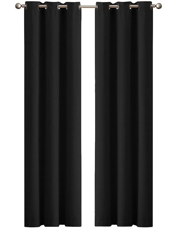 Panels 3 Layers Blockout Curtains 132x213cm 2 Pack in Black