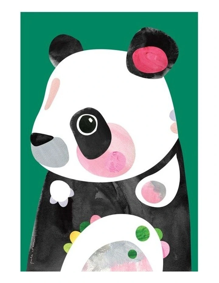 Pete Cromer Wildlife Panda 50x70cm Tea Towel in Dark Green