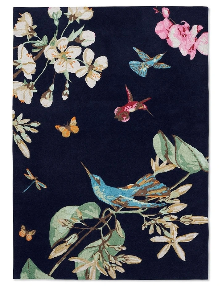Hummingbird Rug 378180 in Navy