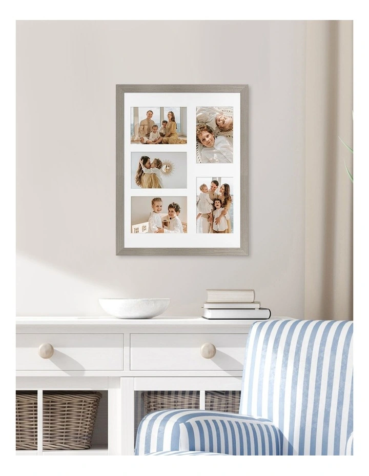Timber Collage Photo Frame 12x16/4x5 (5) in Stone Ash