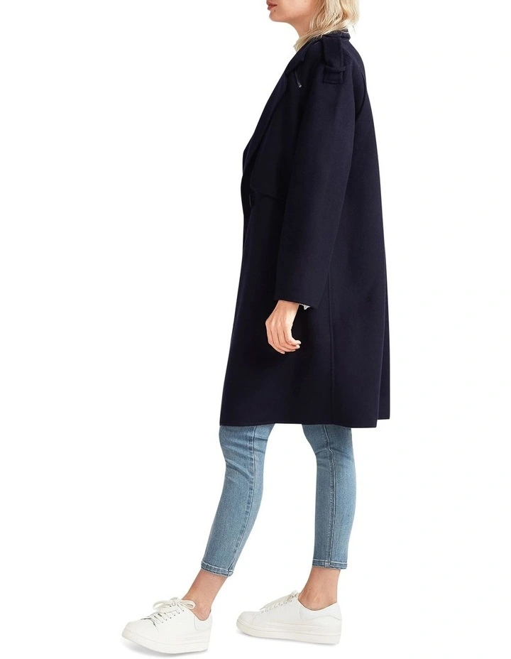 Palm City Wool Blend Coat in Navy
