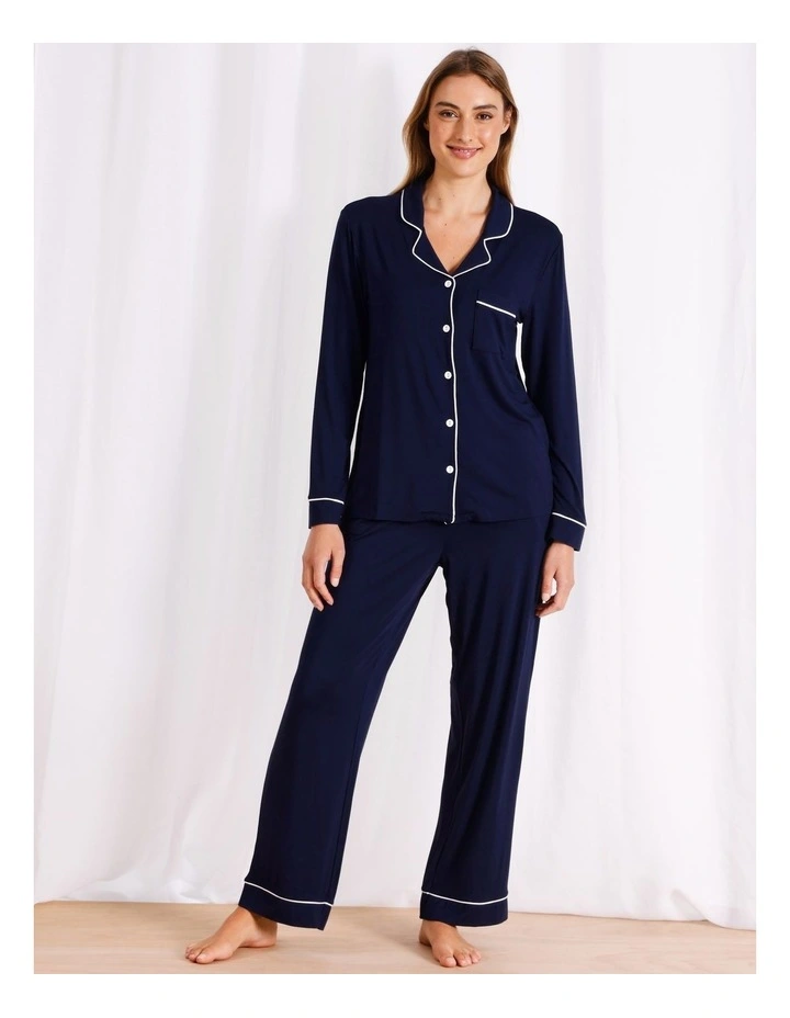 Pure Comfort Bamboo Long Pyjama Set in Navy