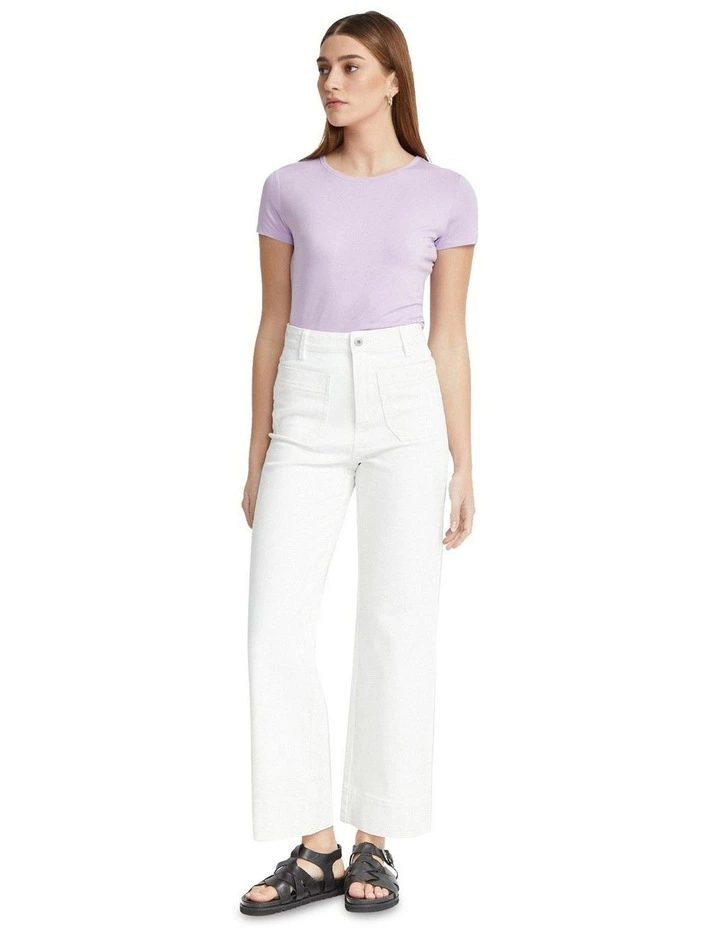 Alexa Patch Pocket Wide Leg Jeans in Ecru