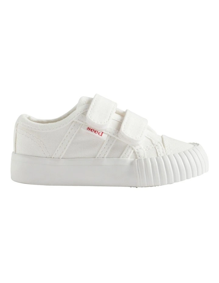 Mini Canvas Double Tab Sneaker in White