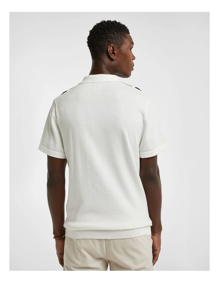 Simpson Knitted Polo Shirt in White