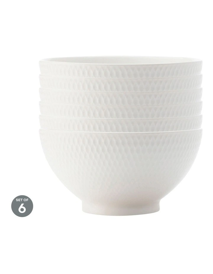 White Basics Diamonds Rice Bowl 12.5cm Set of 6