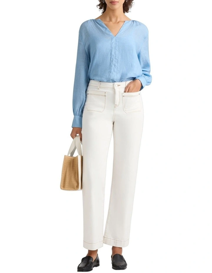 Raven Linen Blouse Top in Flint