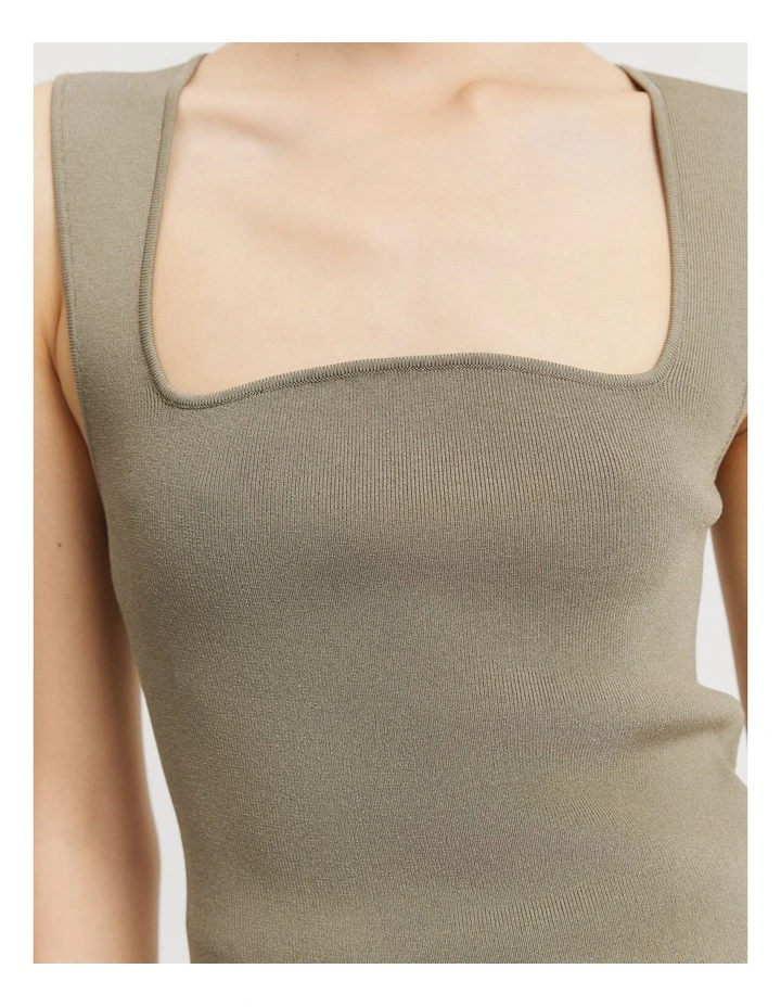 Square Knit Cami in Sicilian Olive