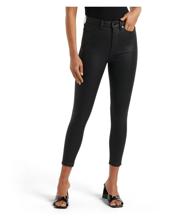 Bella Cropped High Rise Skinny Jeans in Black