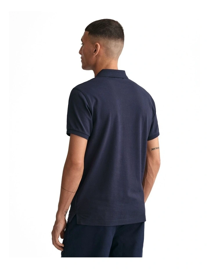 Slim Fit Shield Pique Polo Shirt in Evening blue