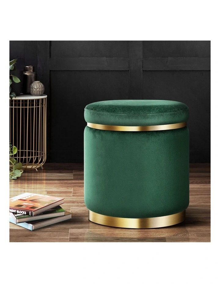 Ottoman Round Foot Stool in Green