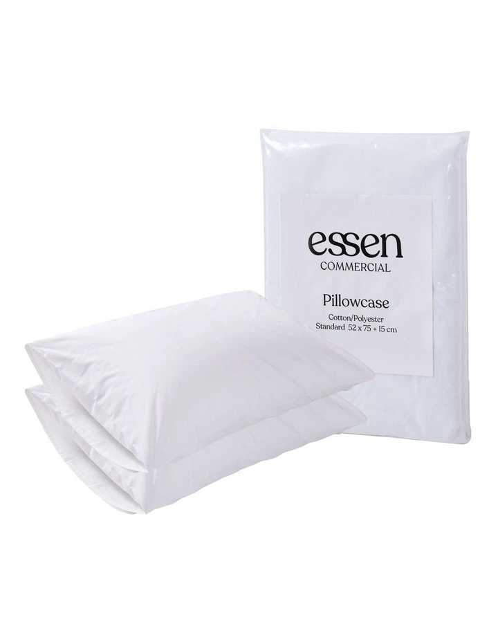 Commercial Standard Pillowcase 51x56cm Twin Pack in White