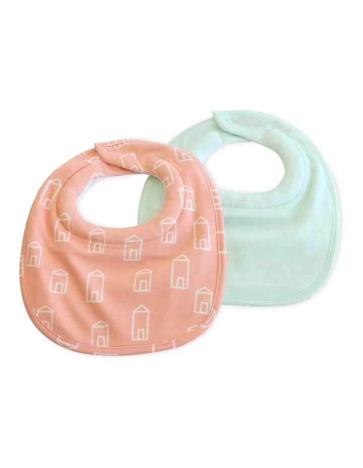 Nordic Dribble Bib 2 Pack in Coral/Tiffany