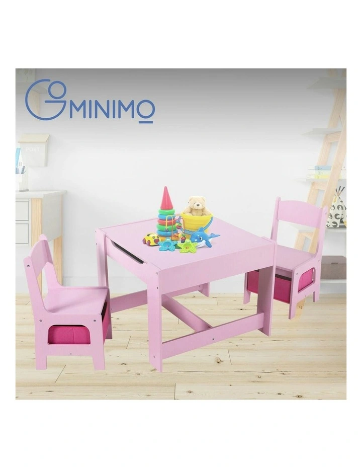 Table and Chairs Set with Chalkboard 3 Piece in Pink