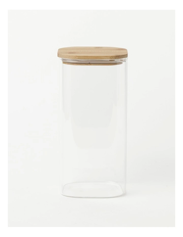 Square Storage Canister with Lid 1900ml in Bamboo/Glass