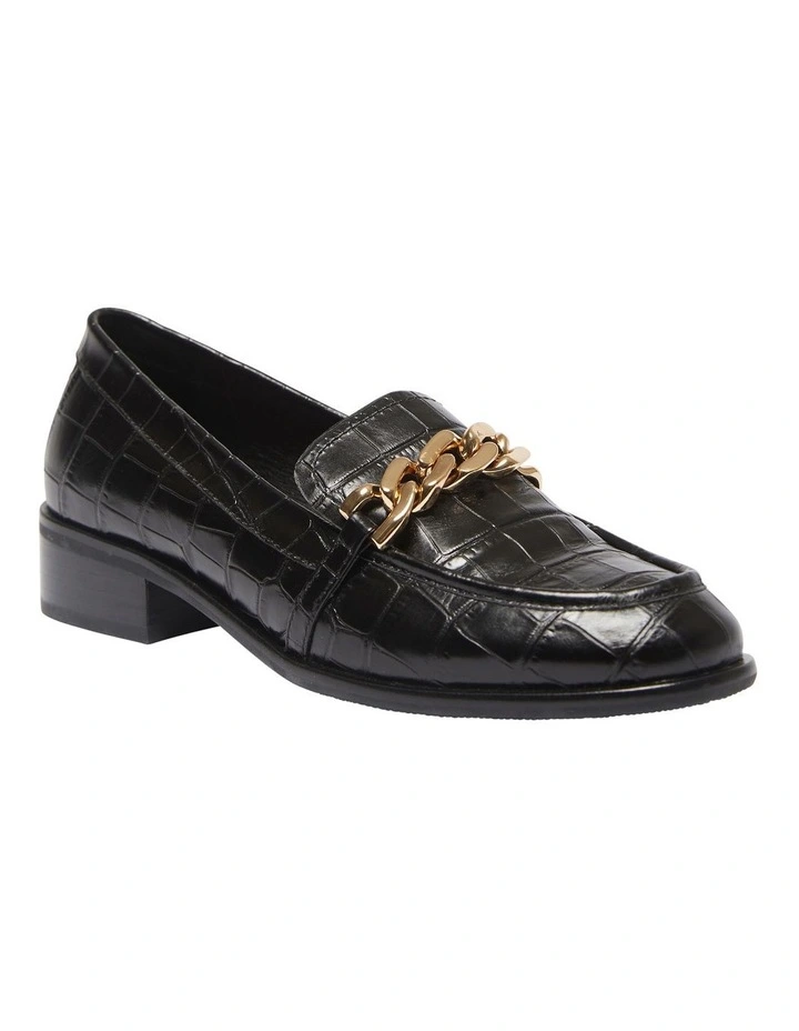 Kate Black Croc Print Flat Shoes