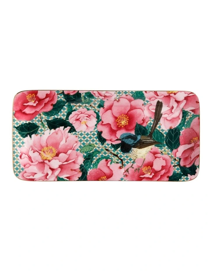 Teas and C's Silk Road Rectangle Platter Gift Boxed 25x12cm in Aqua