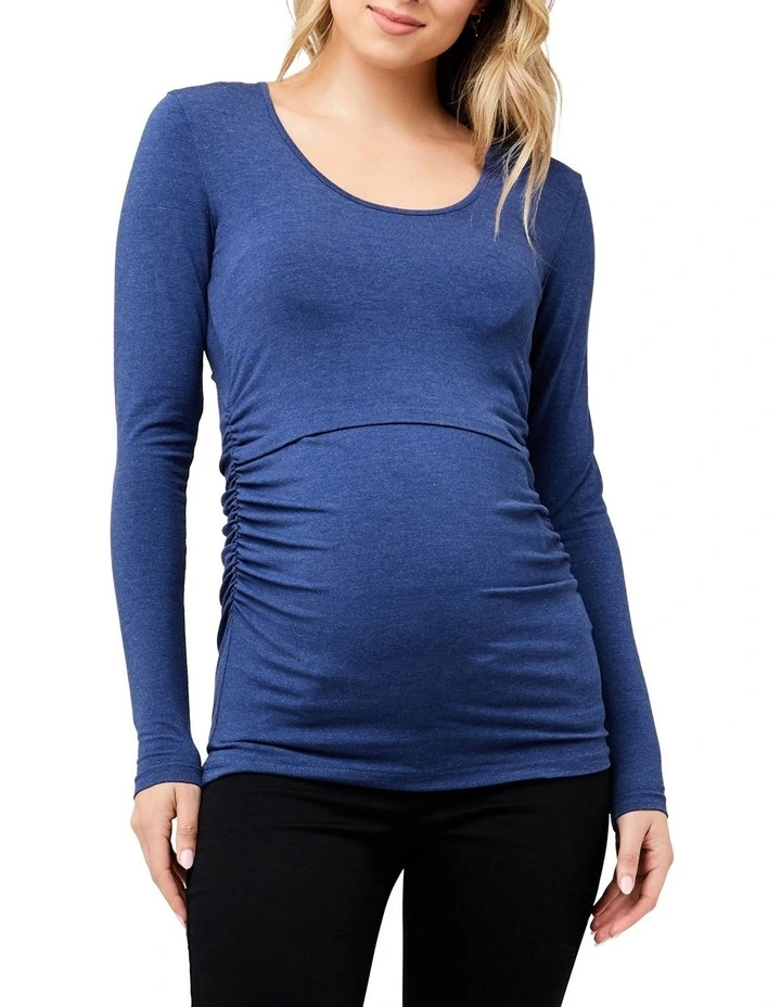 Organic Nursing Top in Denim Blue