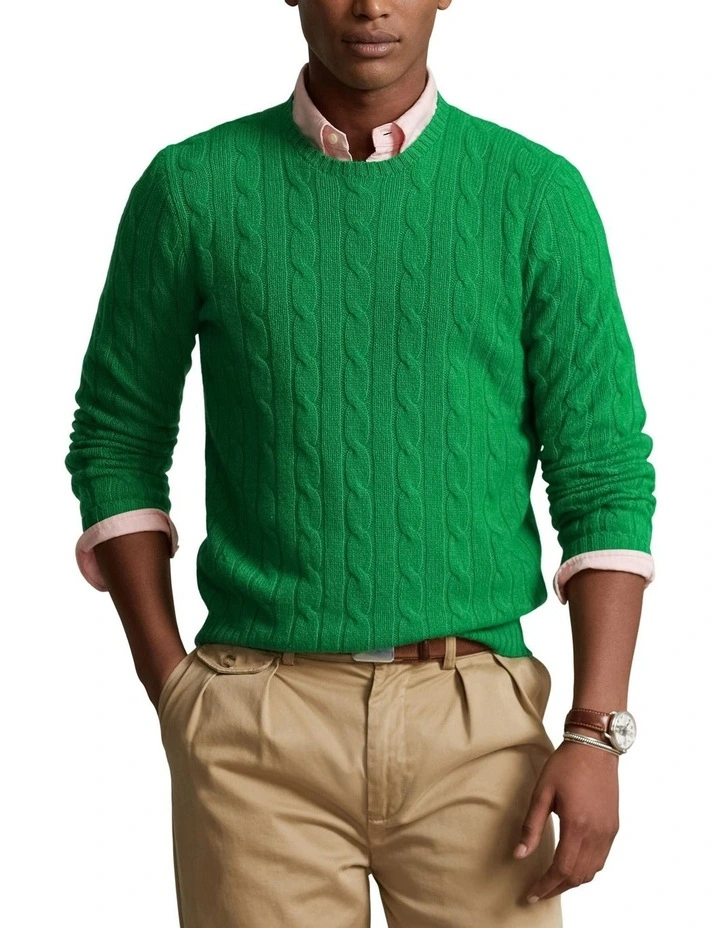 The Iconic Cable-Knit Cashmere Sweater in Green