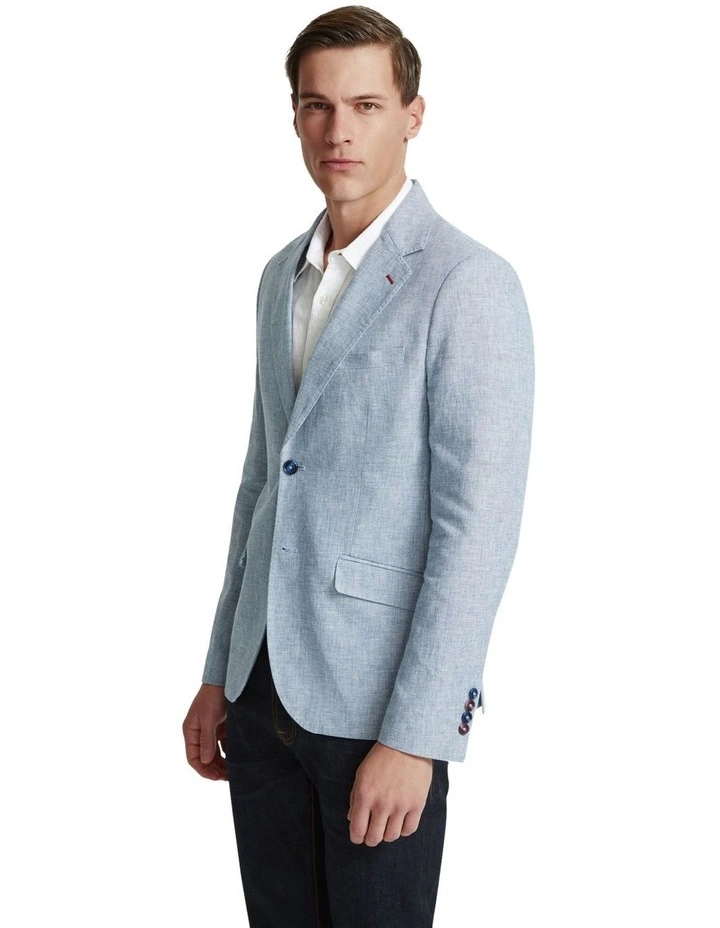 Blake Linen Blend Blazer in Blue