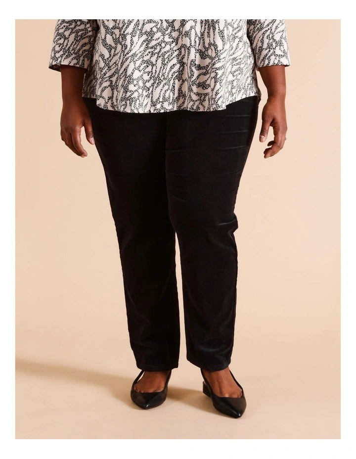 Recycled Cotton Blend 5 Pocket Stretch Cord Pant In Black