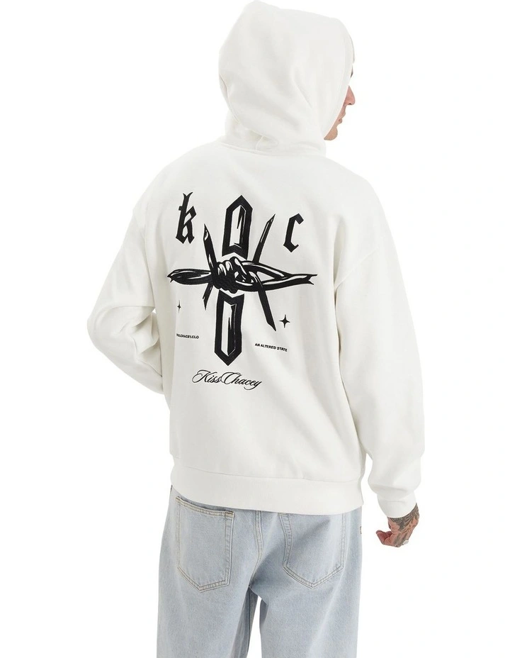Chained Heavy Relaxed Hooded Sweater in Natural White