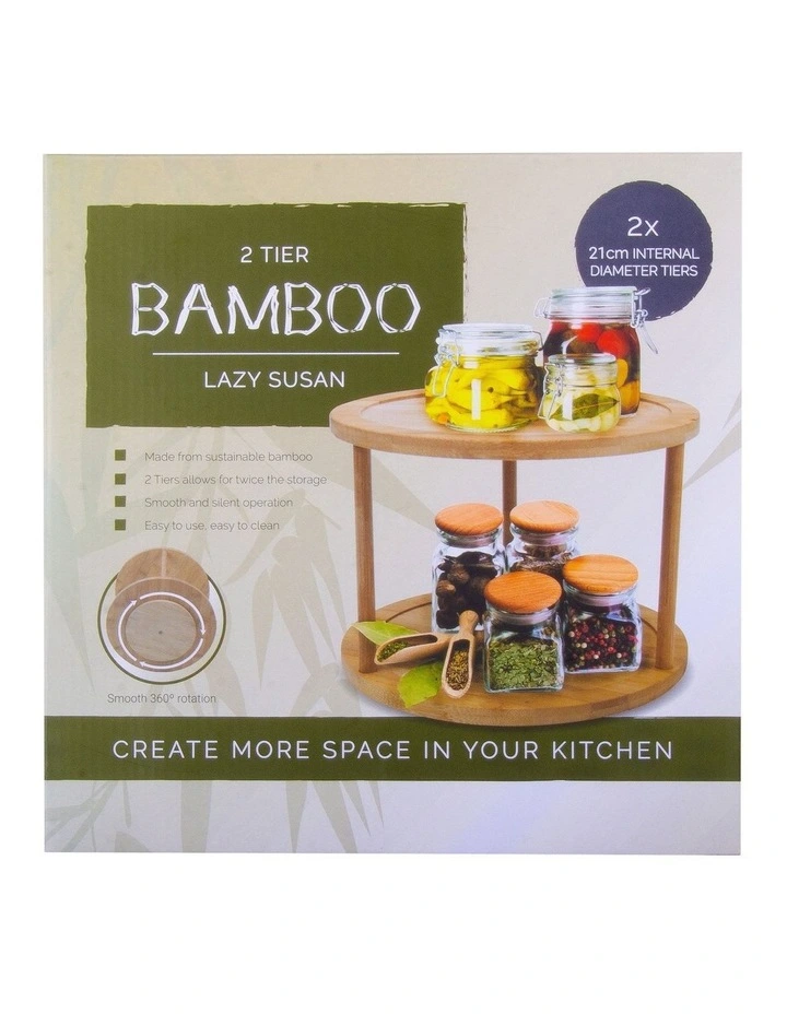 Bamboo 2 Tier Lazy Susan Turntable
