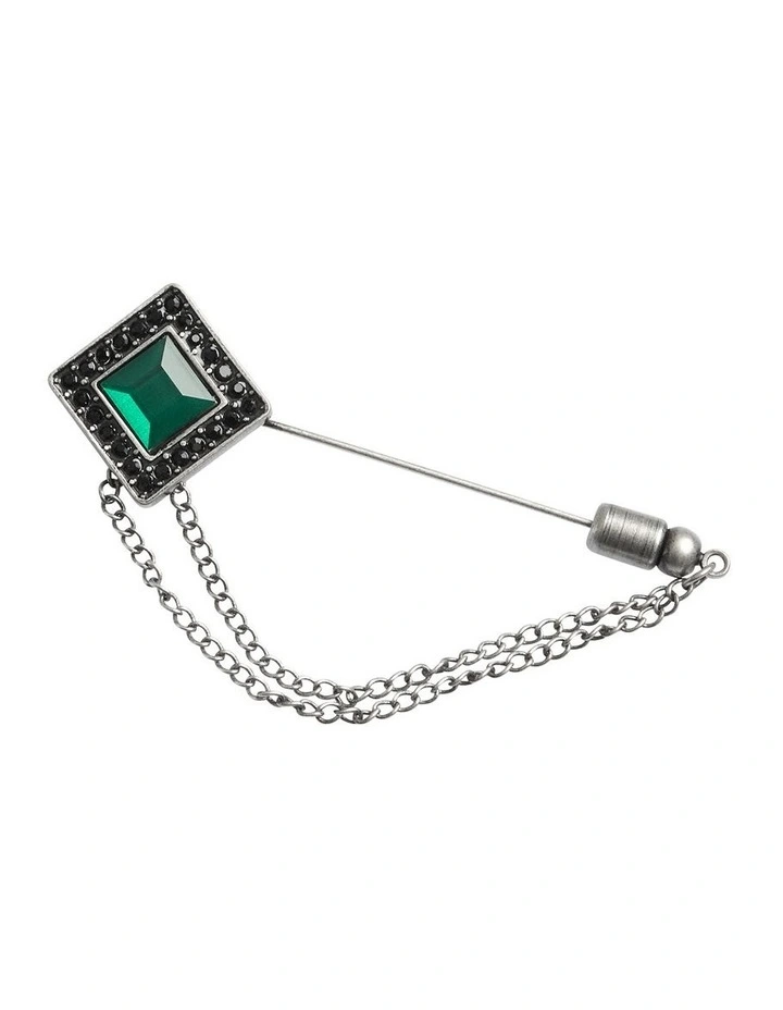 Jewel Chain Lapel Pin in Silver
