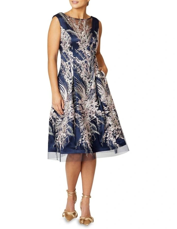 Ophelia A-line Dress in Navy
